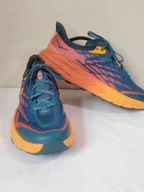 Hoka One One Speed Goat 5 Blue Coral Camellia Size 12B Trail Running Shoes